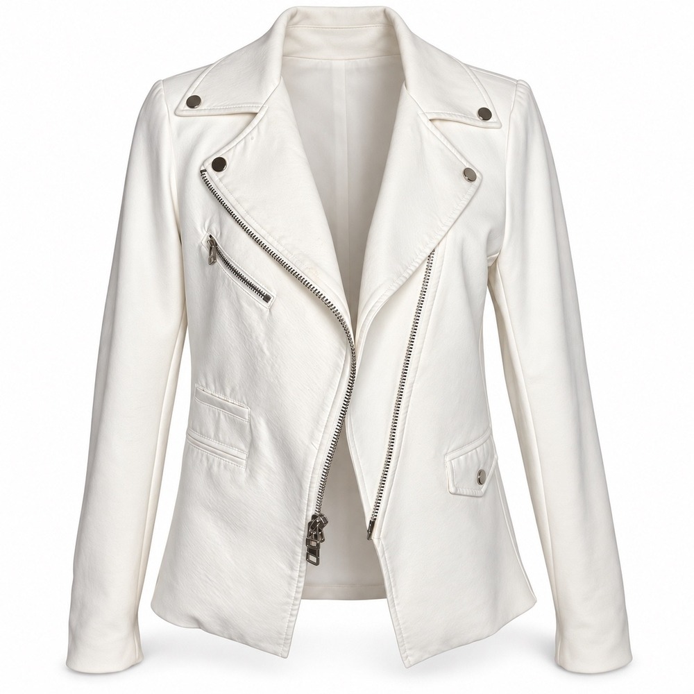 Veronica Beard Moto Jacket 6 White Hadley Neoprene Scuba Dickey Quiet Luxury
